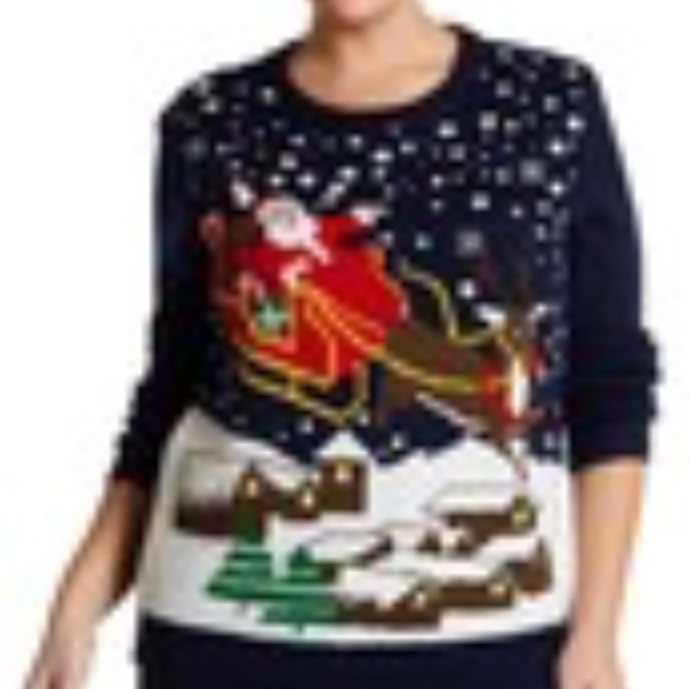 Light Up Santa Reindeer Sweater (Plus Size)